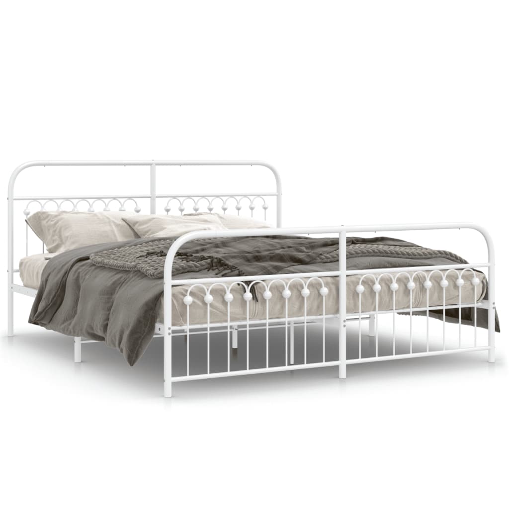 Vidaxl bedframe met hoofd- en voeteneinde metaal wit 183x203 cm