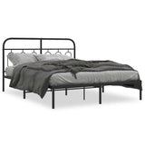 Vidaxl bedframe met hoofdbord metaal zwart 150x200 cm