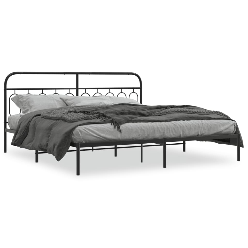 Vidaxl bedframe met hoofdbord metaal zwart 200x200 cm