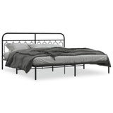 Vidaxl bedframe met hoofdbord metaal zwart 200x200 cm