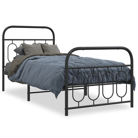Vidaxl bedframe met hoofd- en voeteneinde metaal zwart 80x200 cm