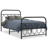 Vidaxl bedframe met hoofd- en voeteneinde metaal zwart 100x190 cm