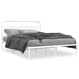 Vidaxl bedframe met hoofdbord metaal wit 140x190 cm