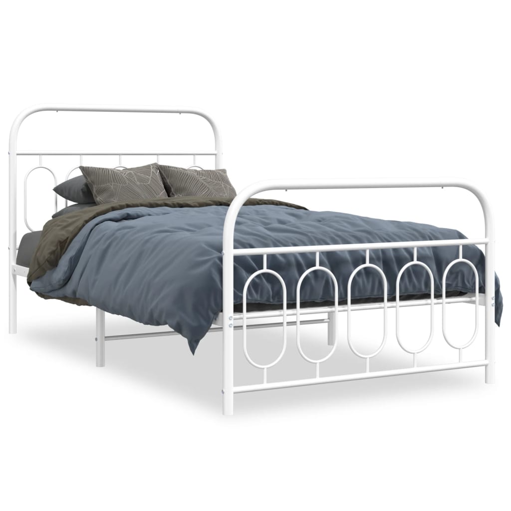 Vidaxl bedframe met hoofd- en voeteneinde metaal wit 100x200 cm