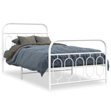 Vidaxl bedframe met hoofd- en voeteneinde metaal wit 100x200 cm