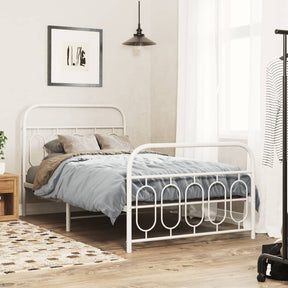 Vidaxl bedframe met hoofd- en voeteneinde metaal wit 100x200 cm