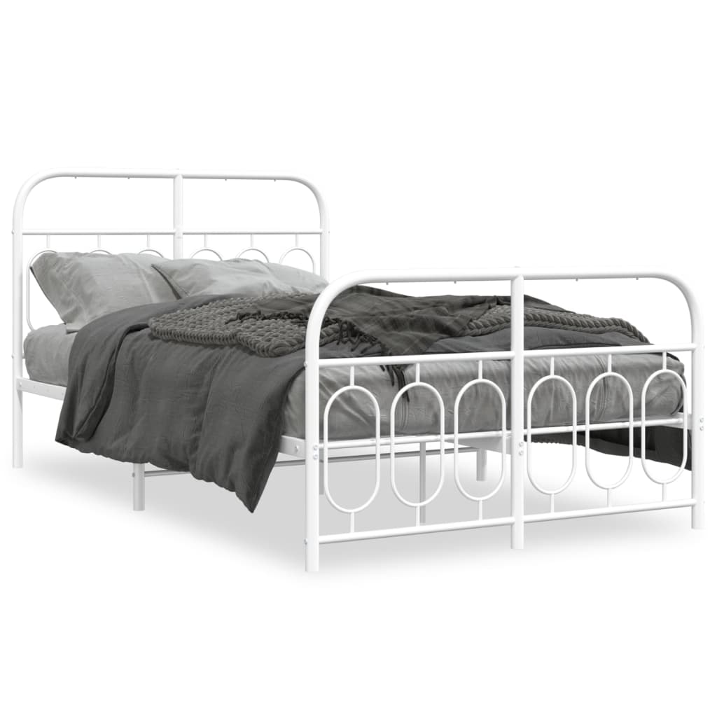 Vidaxl bedframe met hoofd- en voeteneinde metaal wit 120x200 cm