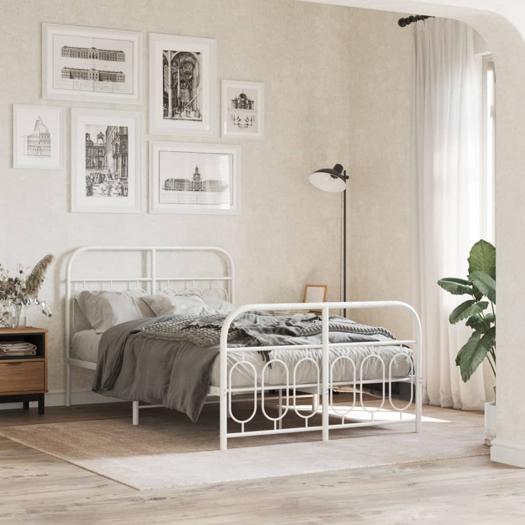 Vidaxl bedframe met hoofd- en voeteneinde metaal wit 120x200 cm