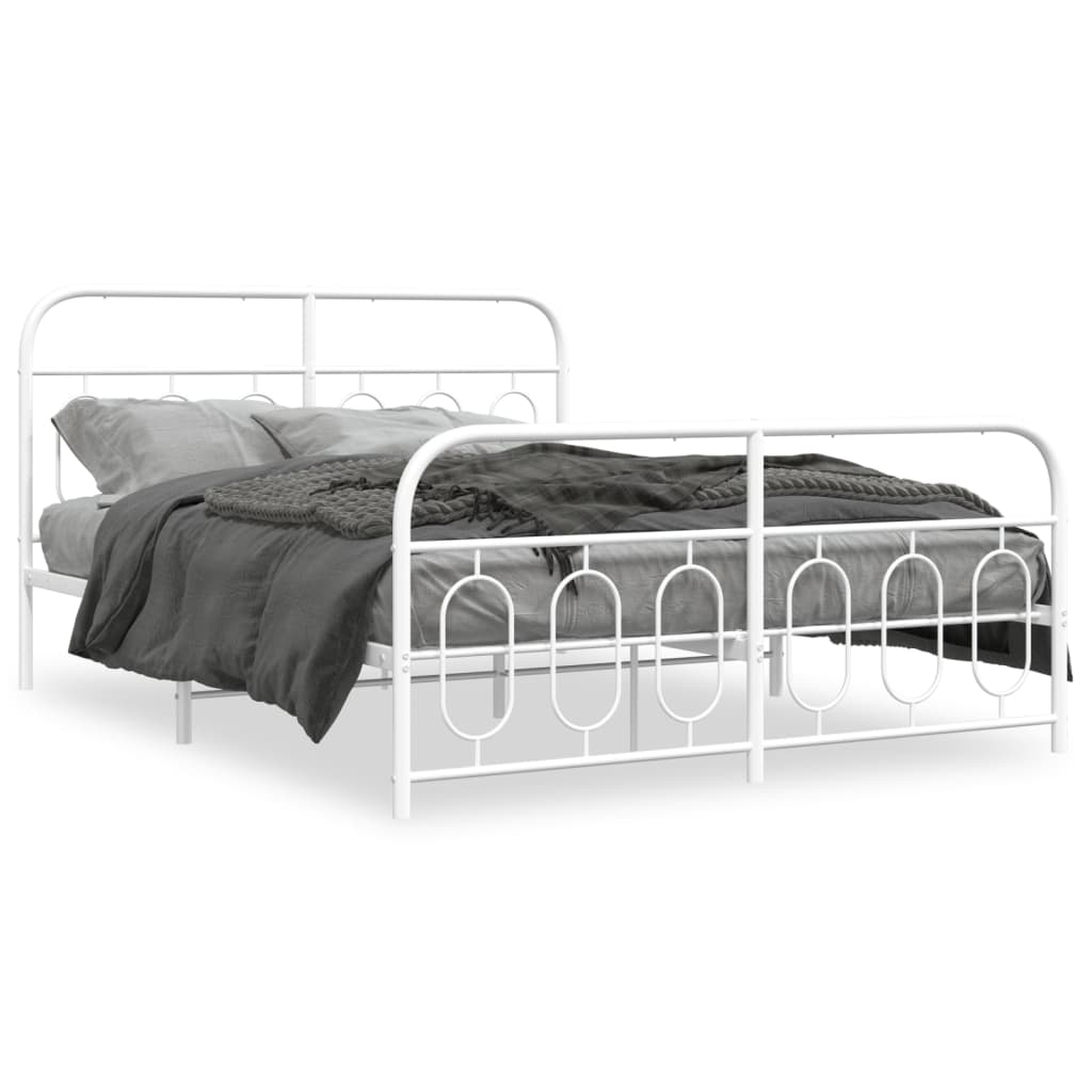 Vidaxl bedframe met hoofd- en voeteneinde metaal wit 140x190 cm