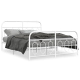 Vidaxl bedframe met hoofd- en voeteneinde metaal wit 140x190 cm
