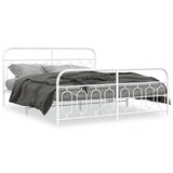 Vidaxl bedframe met hoofd- en voeteneinde metaal wit 183x213 cm