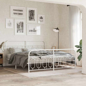 Vidaxl bedframe met hoofd- en voeteneinde metaal wit 183x213 cm