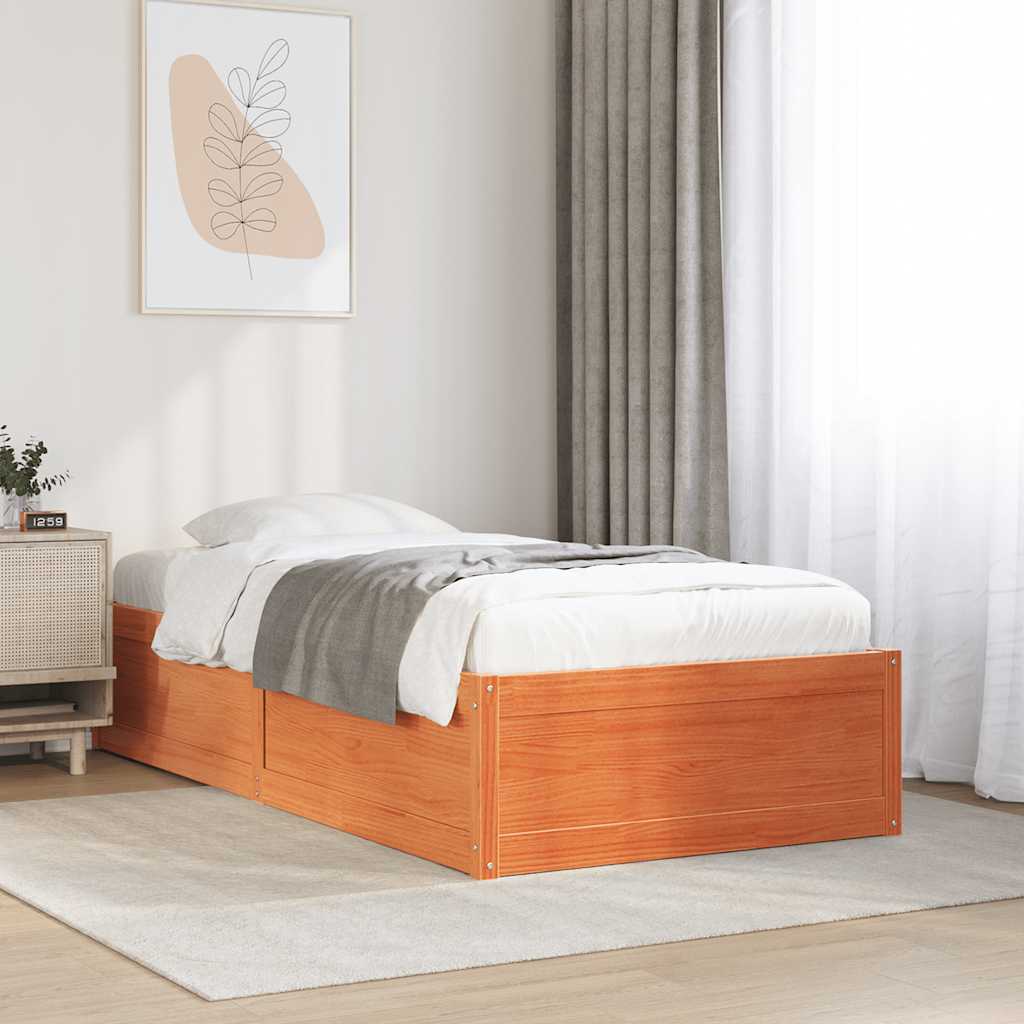 Vidaxl bedframe zonder matras massief grenenhout wasbruin 75x190 cm