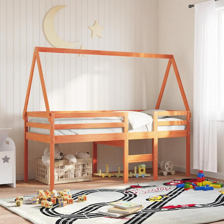 Vidaxl kinderbedhuisje 199x80,5x88 cm massief grenenhout wasbruin
