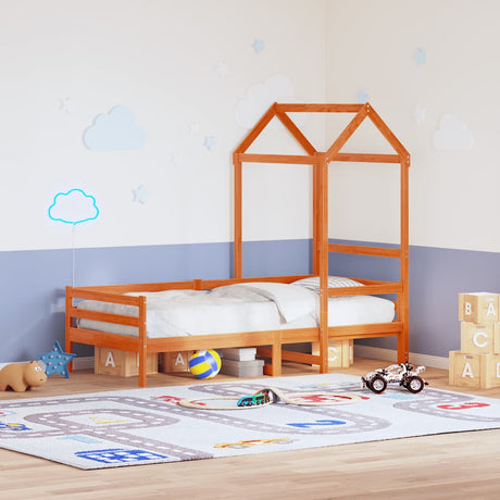 Vidaxl kinderbedhuisje 118x70x176,5 cm massief grenenhout wasbruin