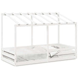 Vidaxl kinderbed met bedhuis 100x200 cm massief grenenhout wit