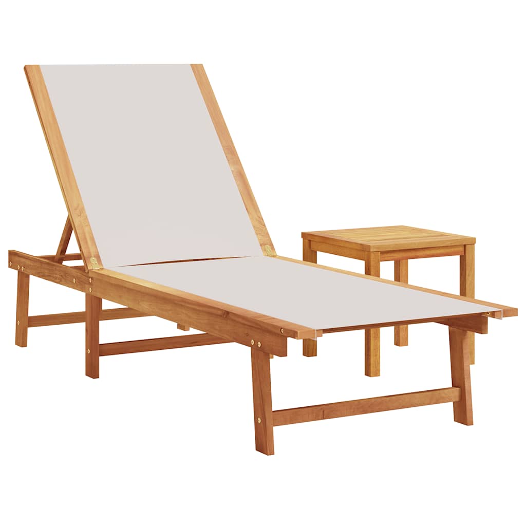 Vidaxl ligbed met tafel massief acaciahout en textileen grijs