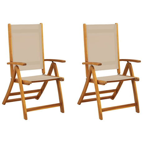 Vidaxl opklapbare stoelen, 2 stuks, van massief acaciahout en textilene.
