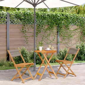 Vidaxl 3-delige bistroset polypropeen en massief hout grijs