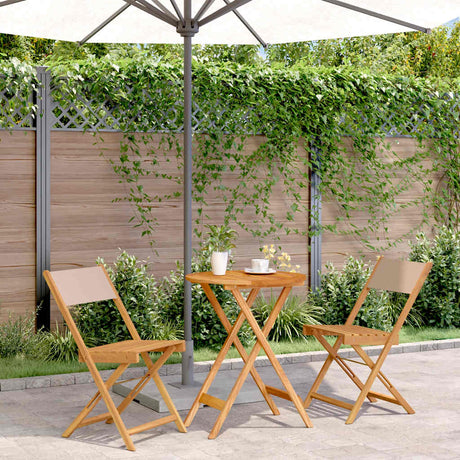 Vidaxl 3-delige bistroset stof en massief hout taupe