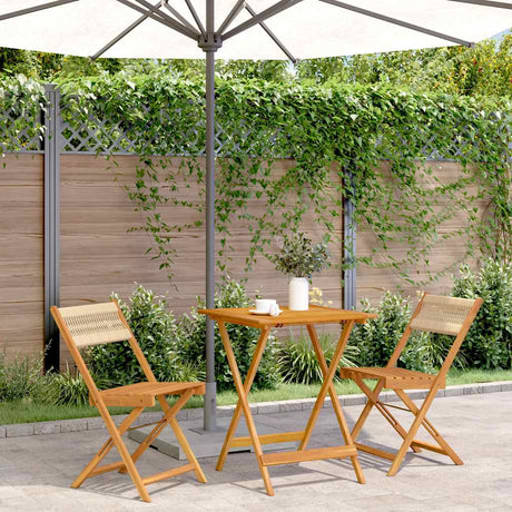 Vidaxl 3-delige bistroset polypropeen en massief hout beige
