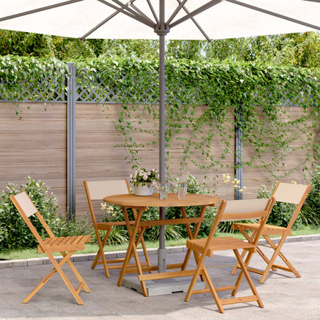 Vidaxl 5-delige tuinset massief hout en stof beige