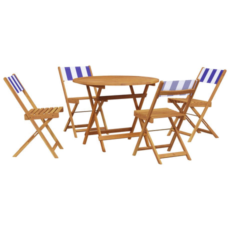 Vidaxl 5-delige tuinset massief hout en stof blauw en wit