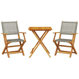 Vidaxl 3-delige bistroset poly rattan en massief hout grijs