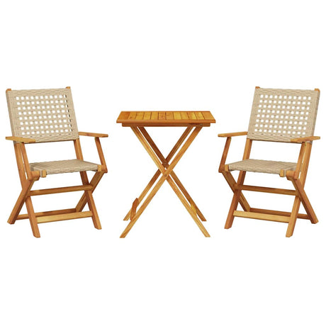 Vidaxl 3-delige bistroset poly rattan en massief hout beige
