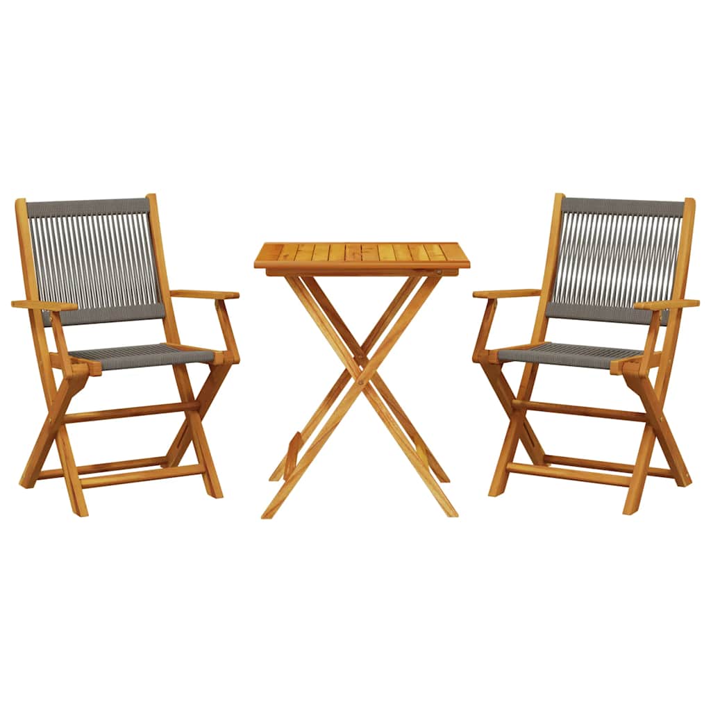 Vidaxl 3-delige bistroset polypropeen en massief hout grijs