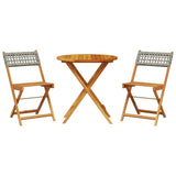Vidaxl 3-delige bistroset poly rattan en massief hout grijs