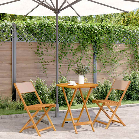 Vidaxl 3-delige bistroset stof en massief hout taupe