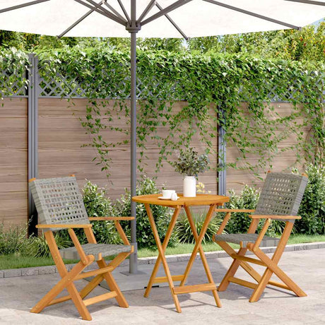 Vidaxl 3-delige bistroset poly rattan en massief hout grijs