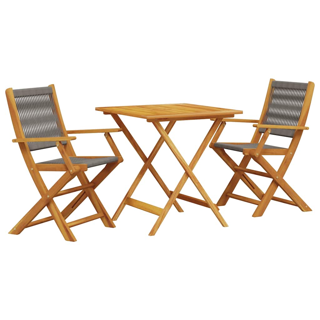 Vidaxl 3-delige bistroset polypropeen en massief hout grijs