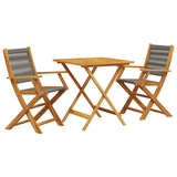 Vidaxl 3-delige bistroset polypropeen en massief hout grijs