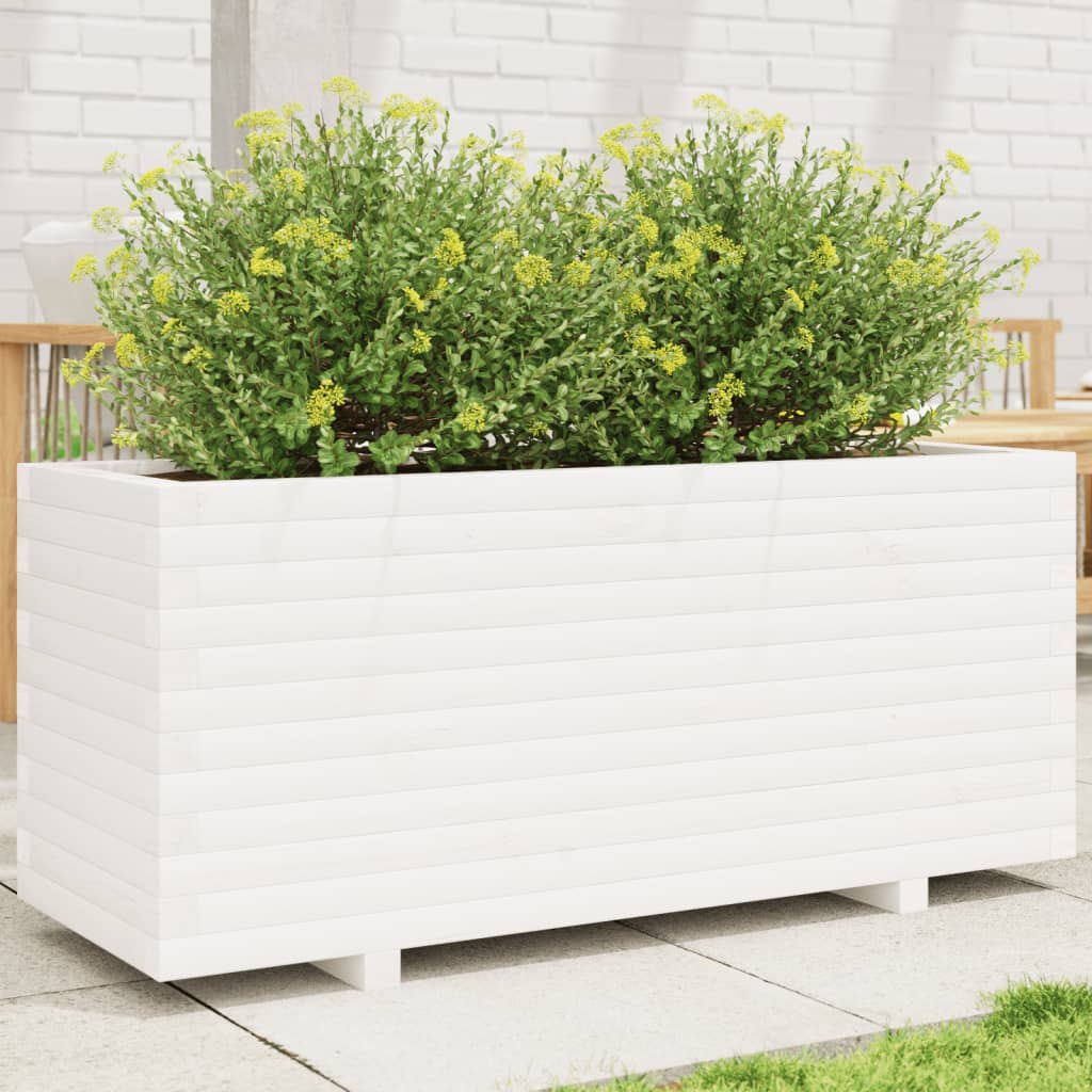VidaXL Donica 110x40x49,5 cm z litego drewna sosnowego, biała