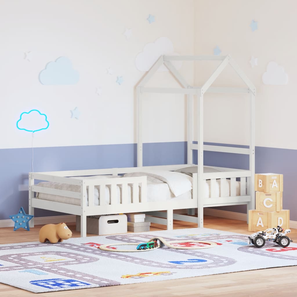 Vidaxl bedframe met huisje massief grenenhout wit 80x200 cm