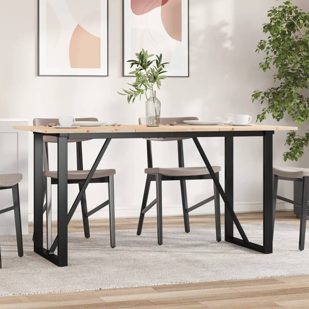 Vidaxl eettafel o-frame 140x80x75 cm massief grenenhout en staal