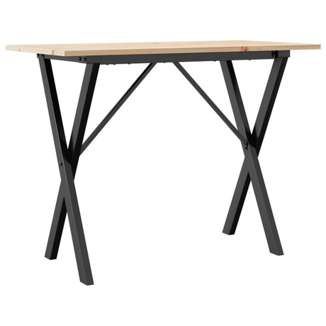Vidaxl eettafel x-frame 100x50x75 cm massief grenenhout en staal