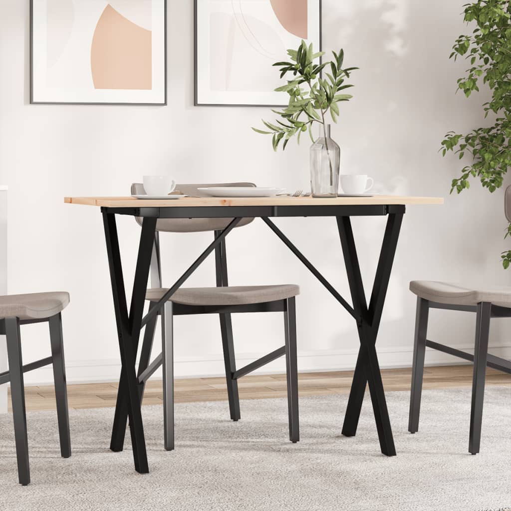 Vidaxl eettafel x-frame 100x50x75 cm massief grenenhout en staal