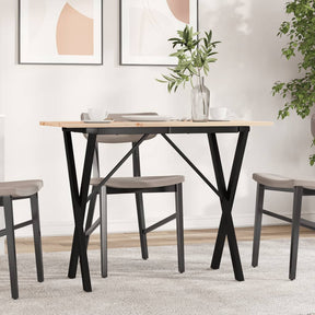 Vidaxl eettafel x-frame 100x50x75 cm massief grenenhout en staal