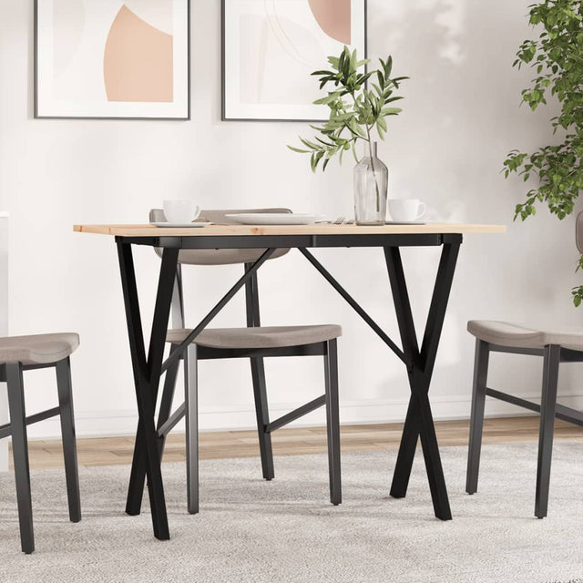 Vidaxl eettafel x-frame 100x50x75 cm massief grenenhout en staal