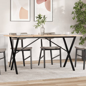 Vidaxl eettafel x-frame 160x80x75 cm massief grenenhout en staal