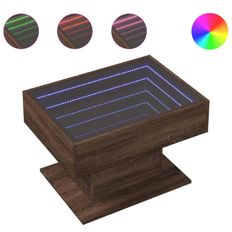 Vidaxl salontafel met led 70x50x45 cm bewerkt hout bruin eikenkleurig