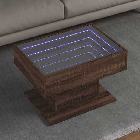 Vidaxl salontafel met led 70x50x45 cm bewerkt hout bruin eikenkleurig