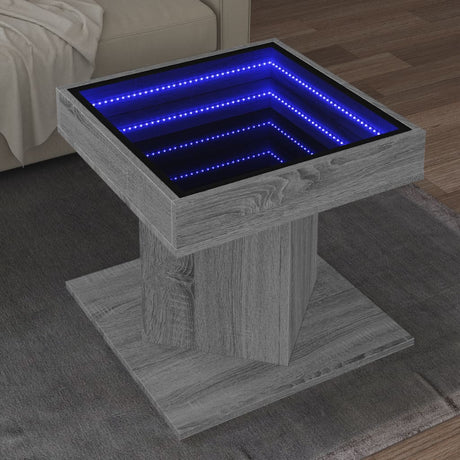 Vidaxl salontafel met led 50x50x45 cm bewerkt hout grijs sonoma eiken