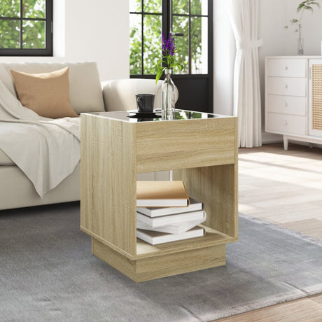 Vidaxl salontafel met infinity led 40x40x50 cm sonoma eikenkleurig