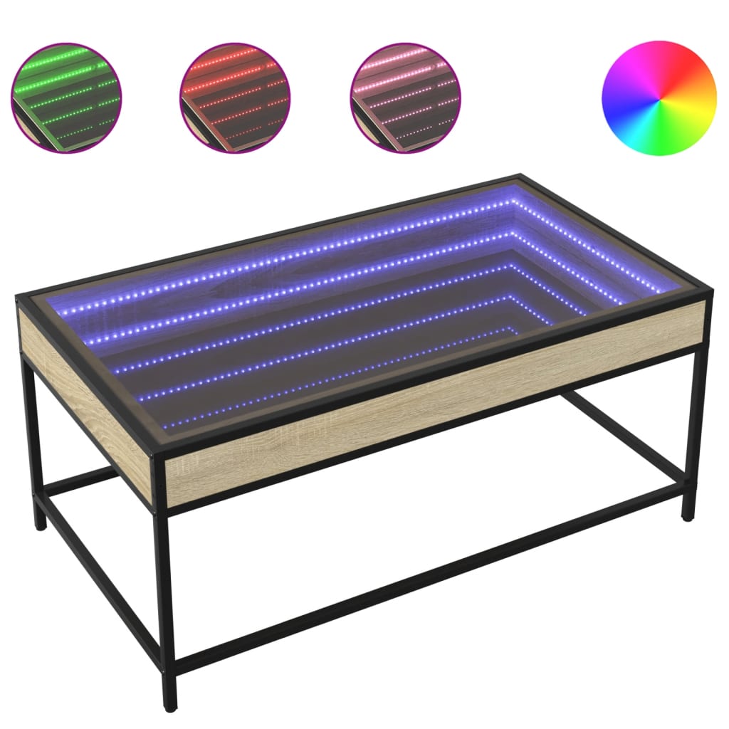 Vidaxl salontafel met infinity led 90x50x41 cm sonoma eikenkleurig