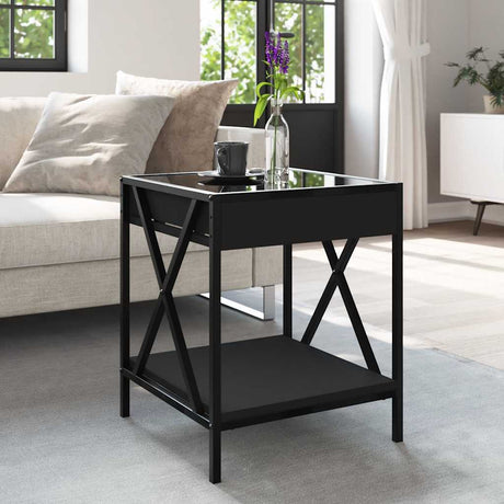 Vidaxl salontafel met infinity led 40x40x49 cm zwart
