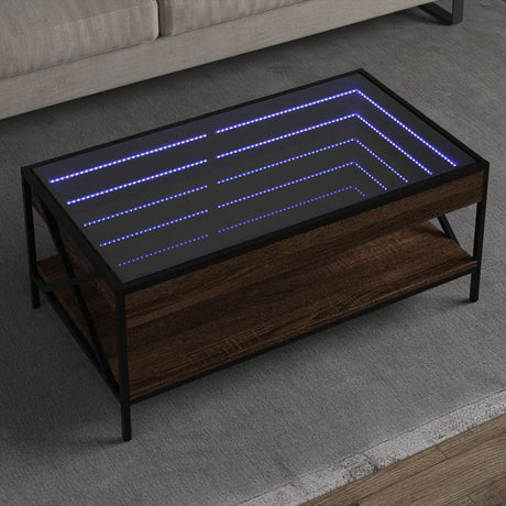 Vidaxl salontafel met infinity led 90x50x38 cm bruin eikenkleurig